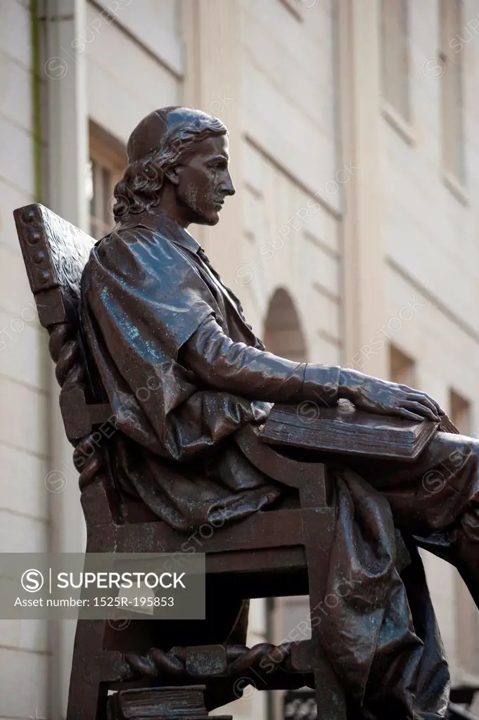 John Harvard statue at Harvard University in Boston, Massachusetts, USA