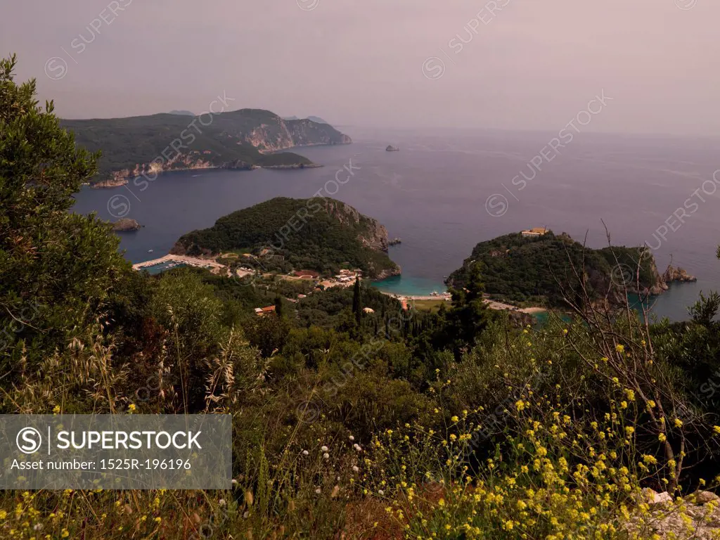 View of shoreline in Corfu