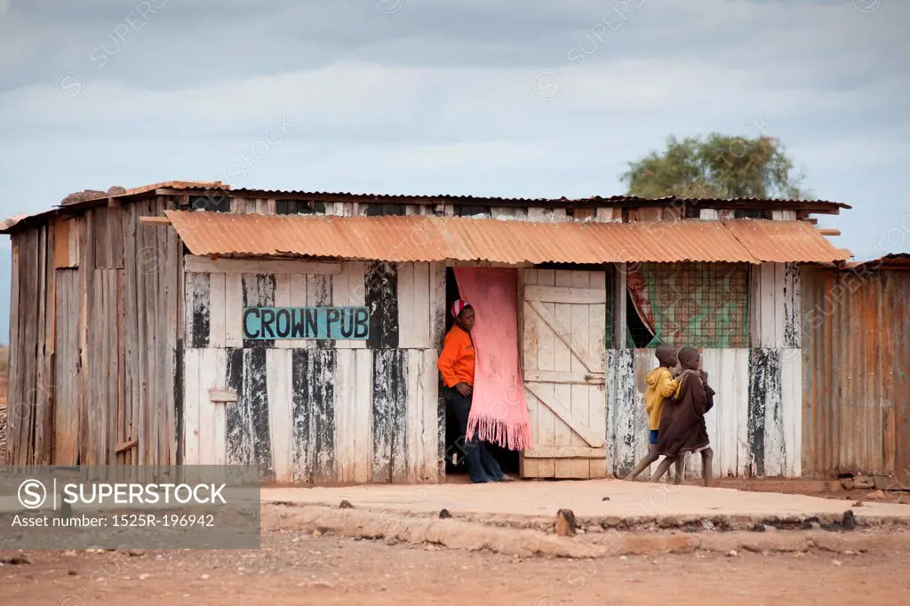 Villagers at pub in Kenya