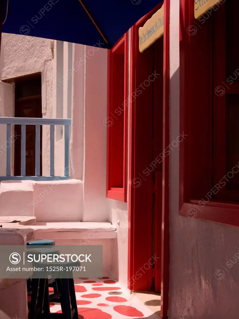 Red Entranceway in Mykonos Greece