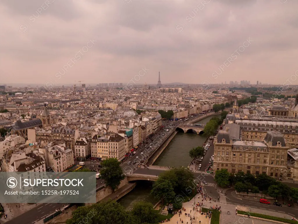 Aerial view of Paris France
