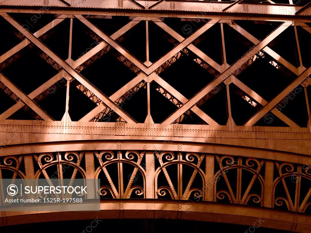 Girders of the Eiffel Tower in Paris France