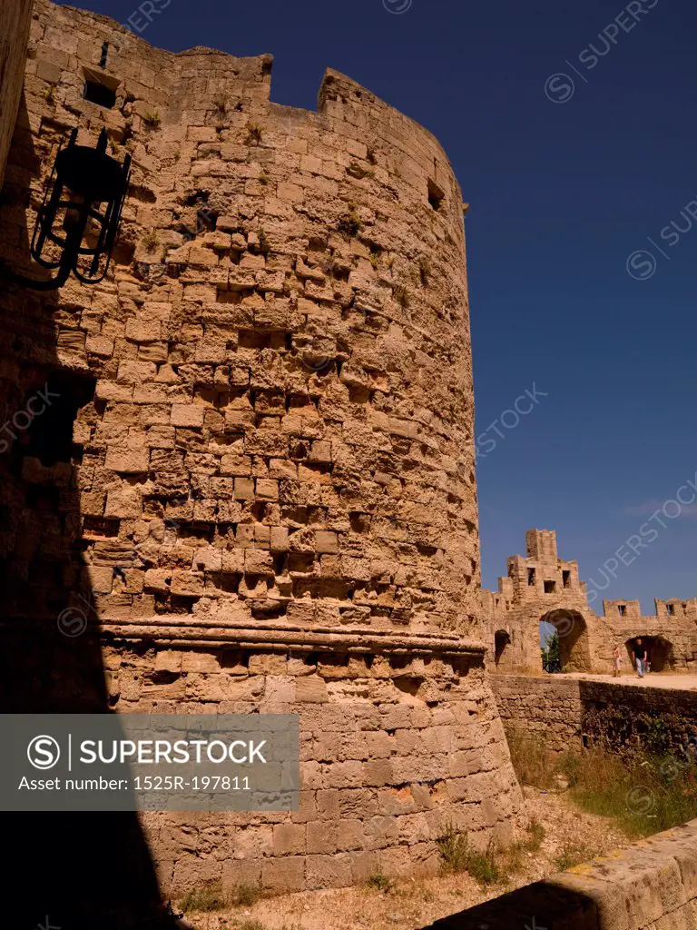 Ancient exterior wall in Rhodes Greece