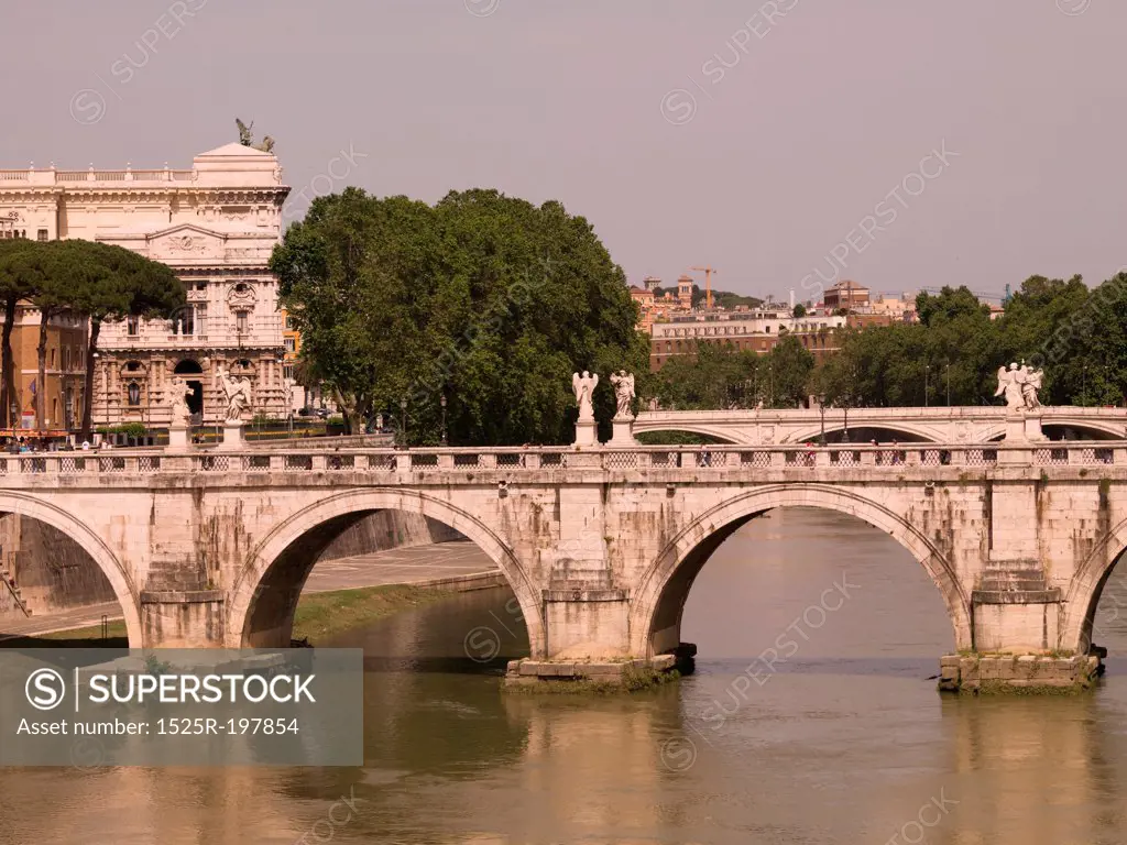 St. Angelo Bridge leading to Castel Sant'Angelo in Rome Italy