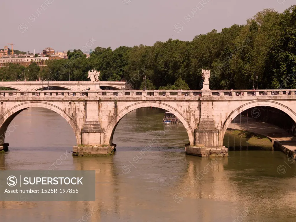 St. Angelo Bridge leading to Castel Sant'Angelo in Rome Italy