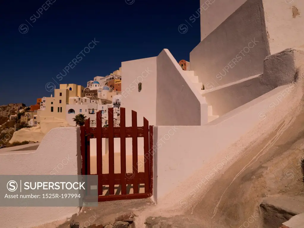 Wooden gate Santorini Greece