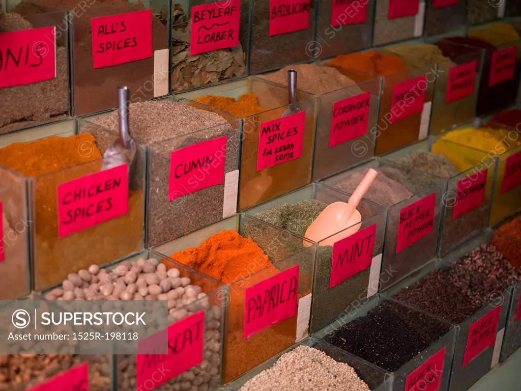 Display of spices in Kusadasi Turkey