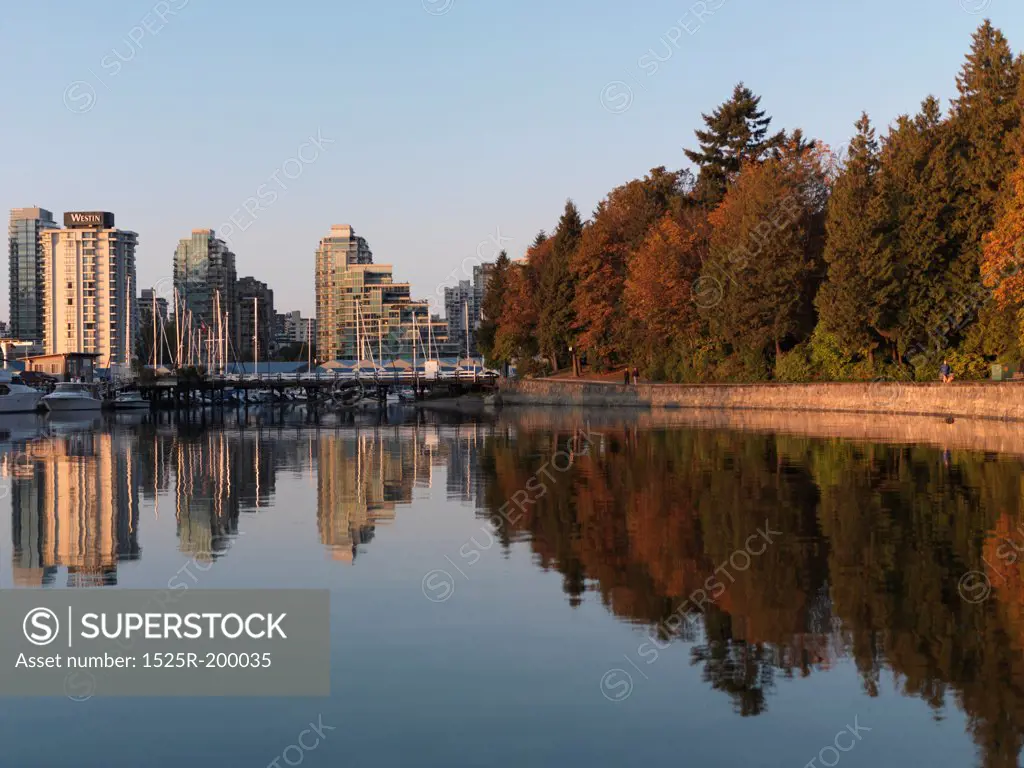 Skyline and reflection in Vancouver, British Columbia, Canada