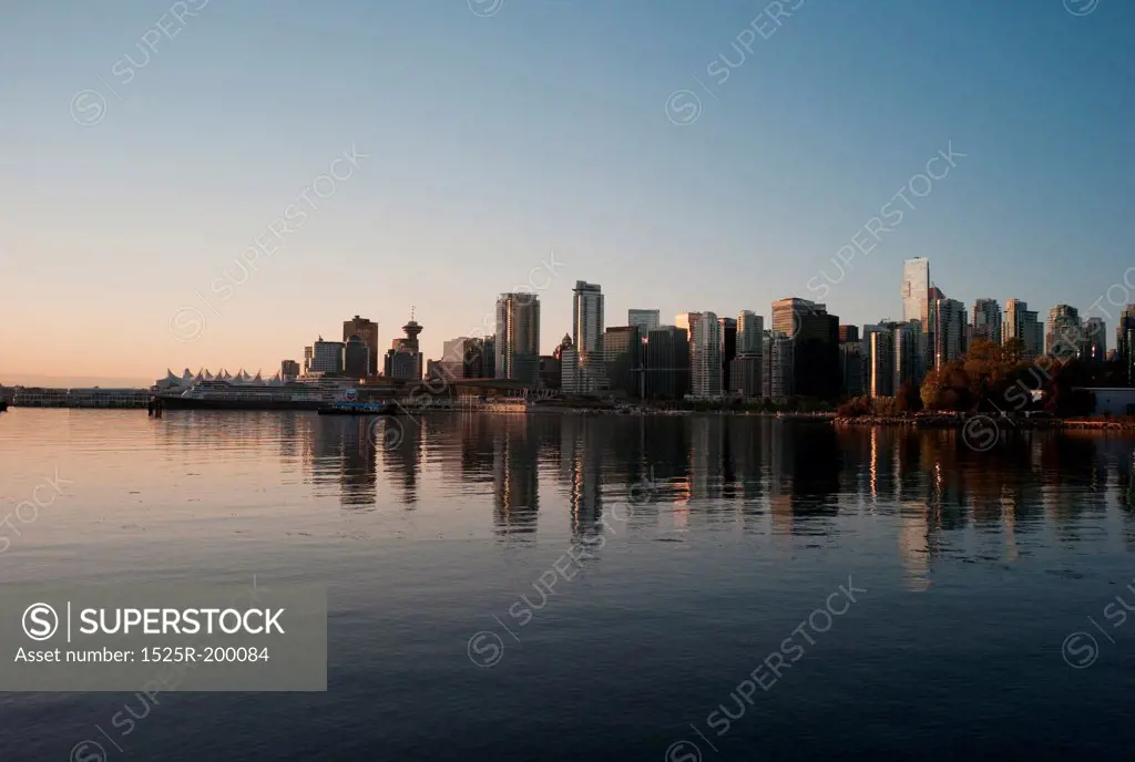 Skyline at twilight in Vancouver, British Columbia, Canada