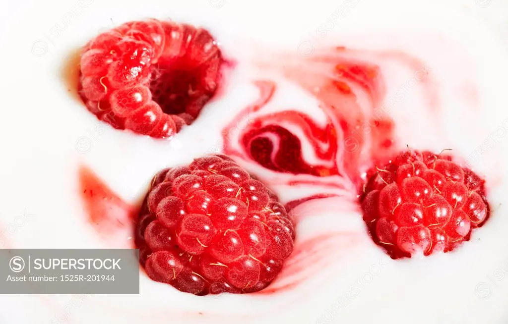 Raspberry and cream close up