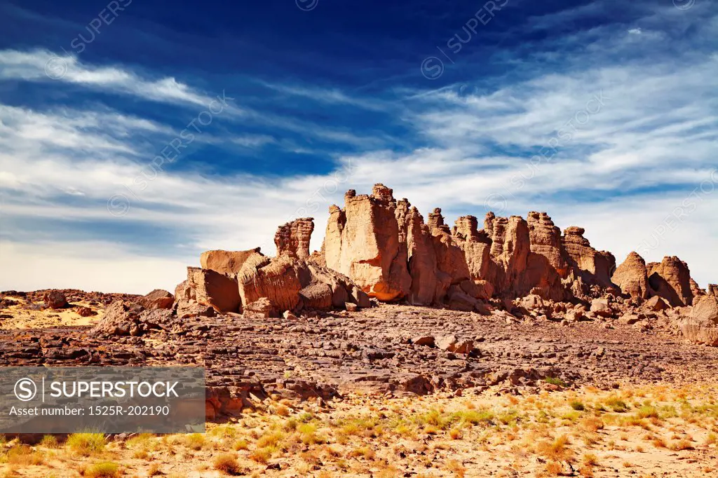 Bizarre cliffs in Sahara Desert, Tassili N'Ajjer, Algeria