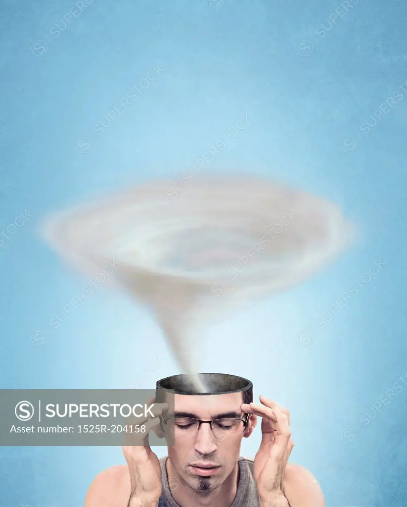 Conceptual picture - tornado head man
