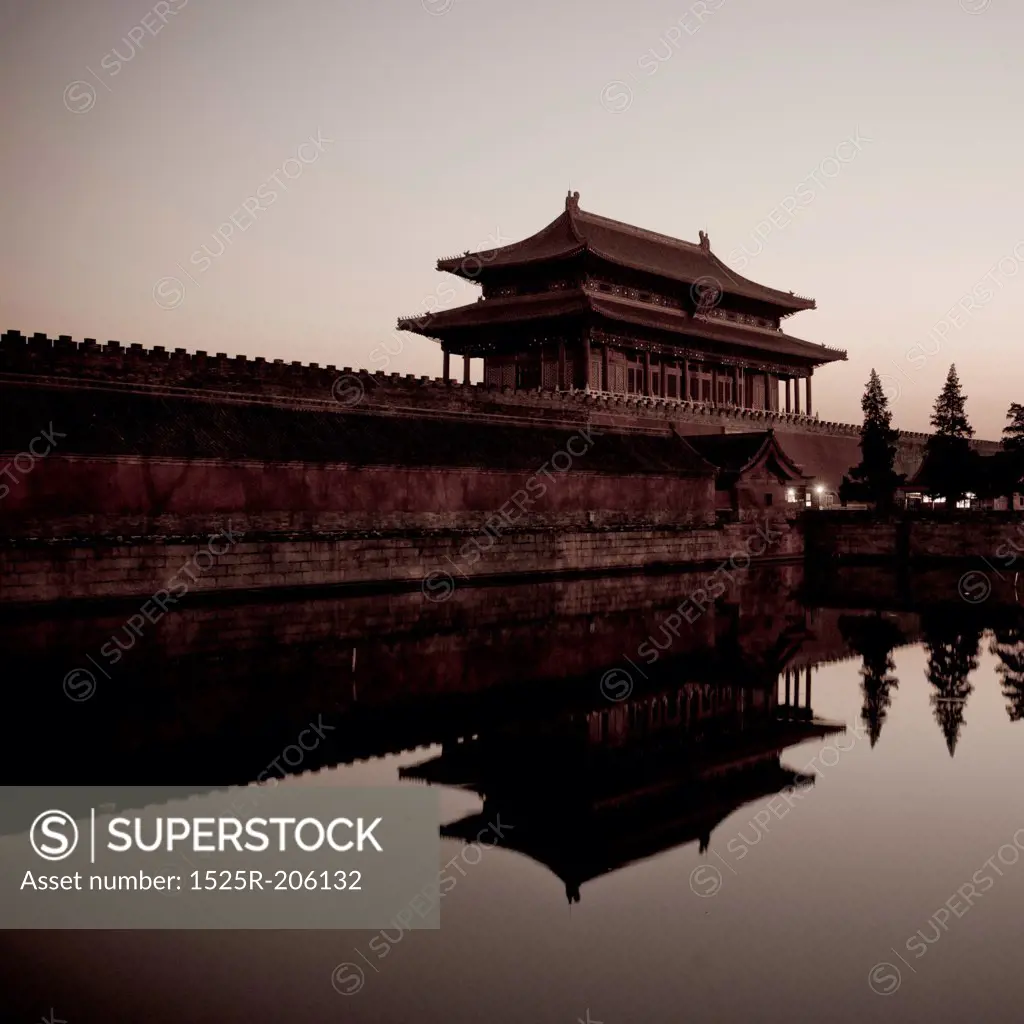 Moat around Forbidden City at Sunset
