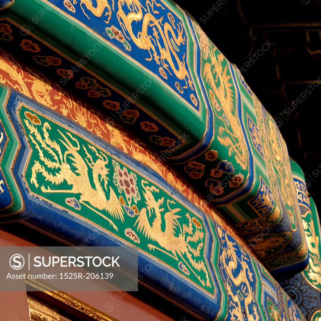 Architectural details of Hall Of Prayer For Good Harvests at the Temple Of Heaven, Beijing, China
