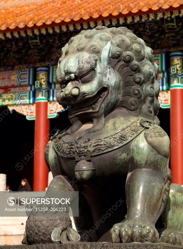 Chinese guardian lions in a palace, Forbidden City, Beijing, China