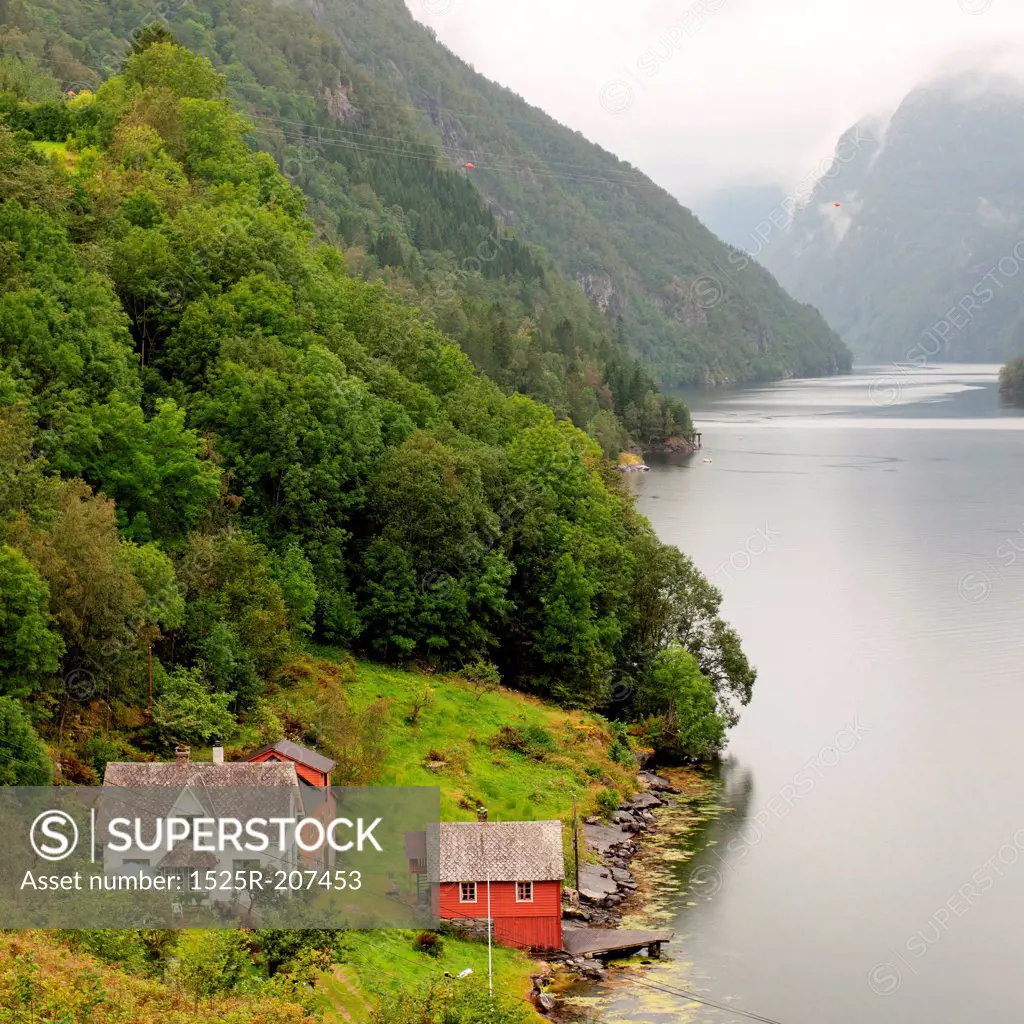 River flowing through mountains, Hardangervidda, Hardanger, Norway