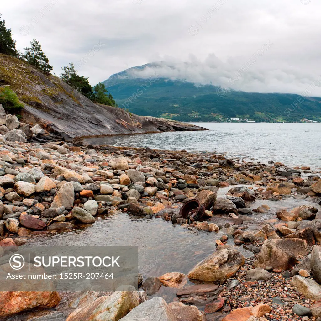 Rocks at the riverside, Hardangervidda, Hardanger, Norway