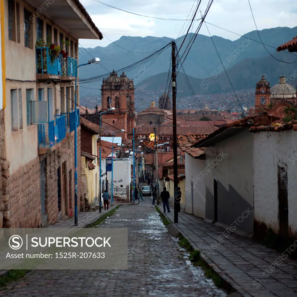 Houses along a street, Cuzco, Peru