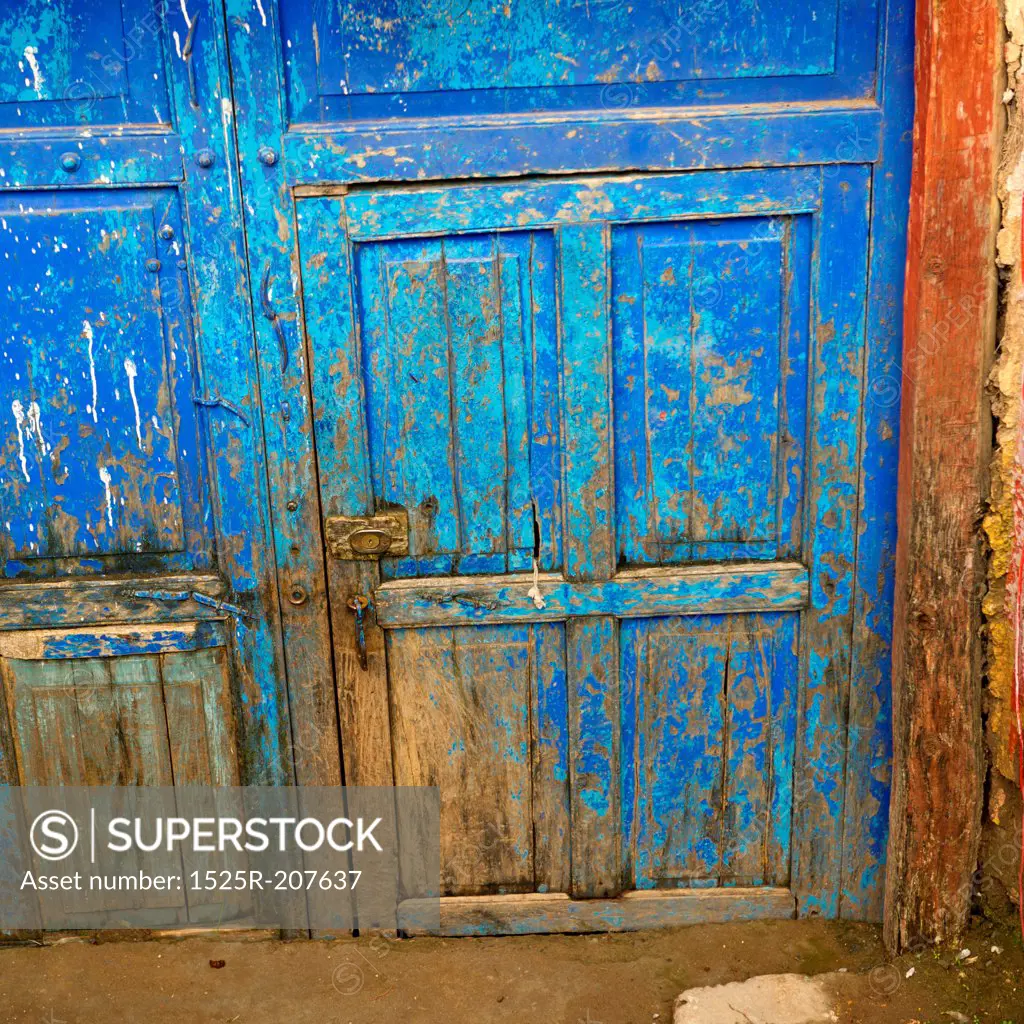 Weathered closed door of a house, Sacred Valley, Machu Picchu, Cuzco, Peru