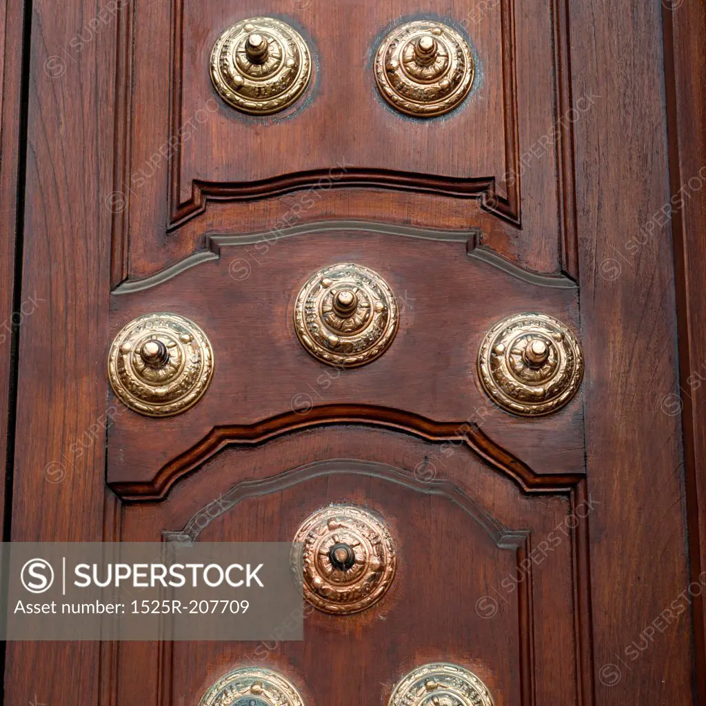 Closed door of Archbishop's Palace, Cathedral Of Lima, Plaza Mayor, Historic Centre of Lima, Lima, Peru