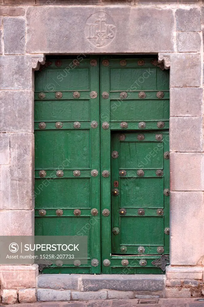 Details of a door in Plaza De Las Nazarenas, Cuzco, Peru