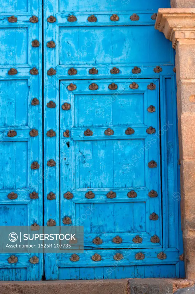 Details of a door in Barrio De San Blas, Cuzco, Peru