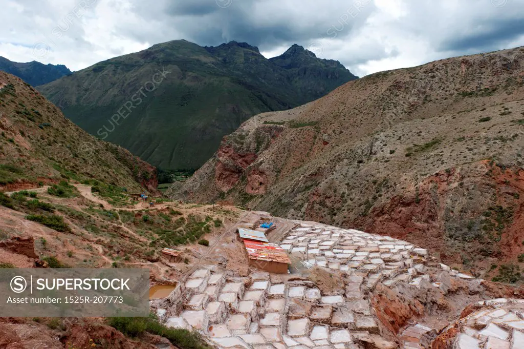 High angle view of salt pond, Maras, Sacred Valley, Cusco Region, Peru
