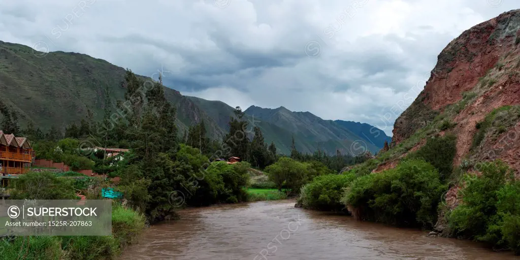 Urubamba River flowing through Sacred Valley, Cusco Region, Peru