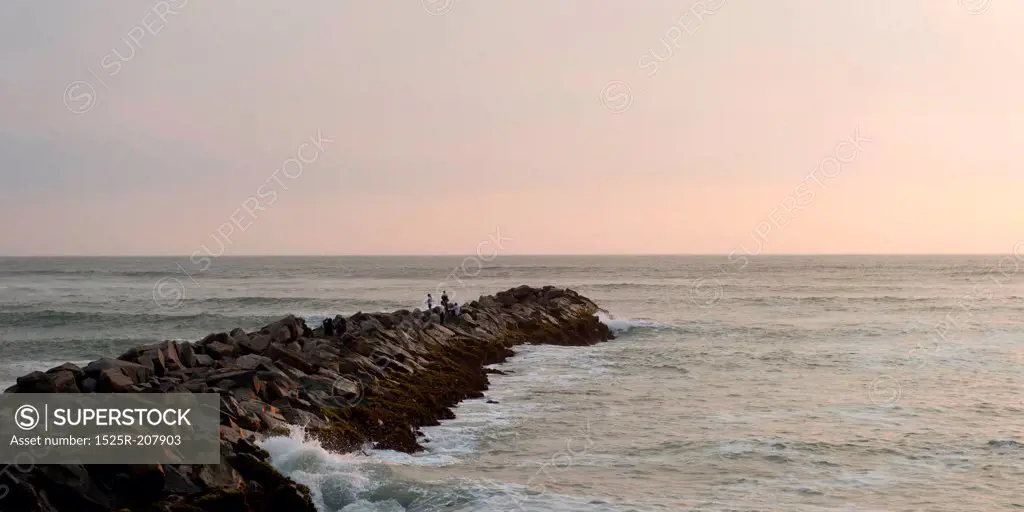 Jetty at ocean, Miraflores District, Lima Province, Peru