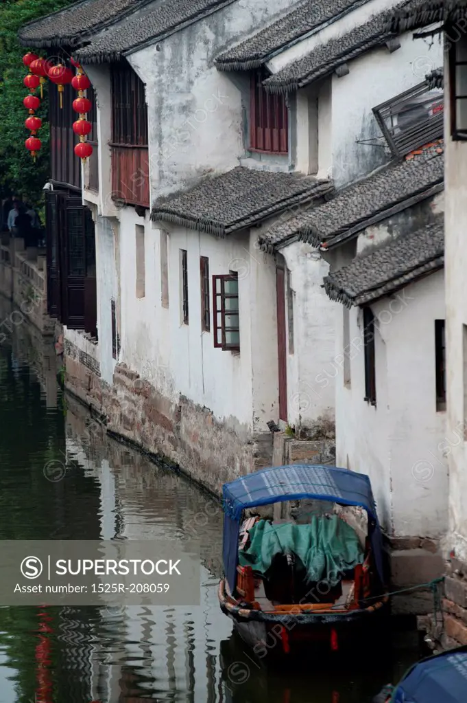 Houses along a canal, Zhouzhuang, Jiangsu Province, China