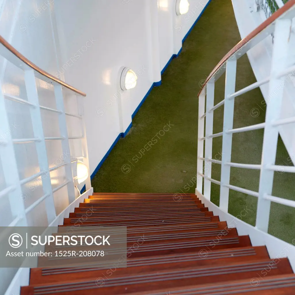 Staircase of a cruise ship Silver Shadow, East China Sea