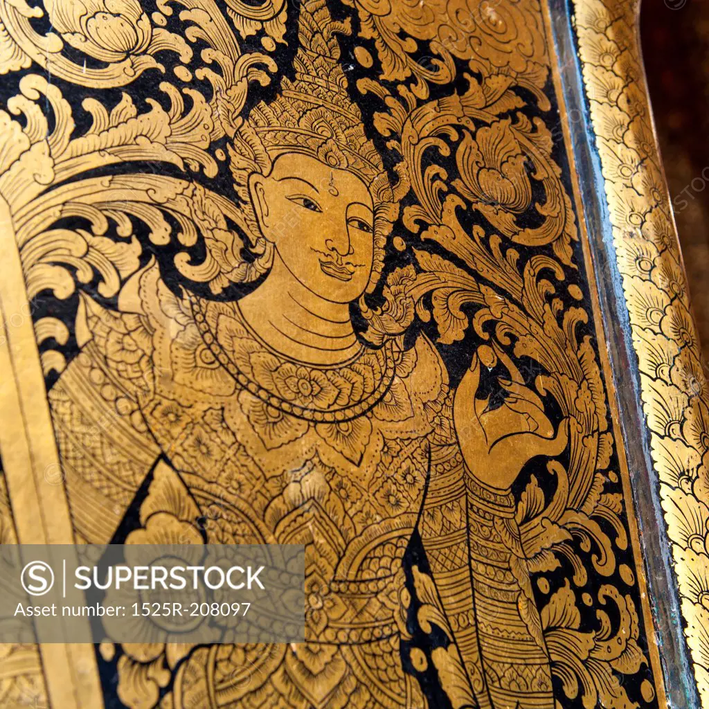 Detail of a painting at Wat Phra Singh, Chiang Mai, Thailand