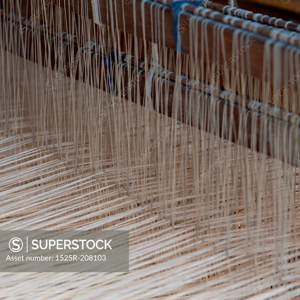 Cotton weaving in a loom, Chiang Mai, Thailand