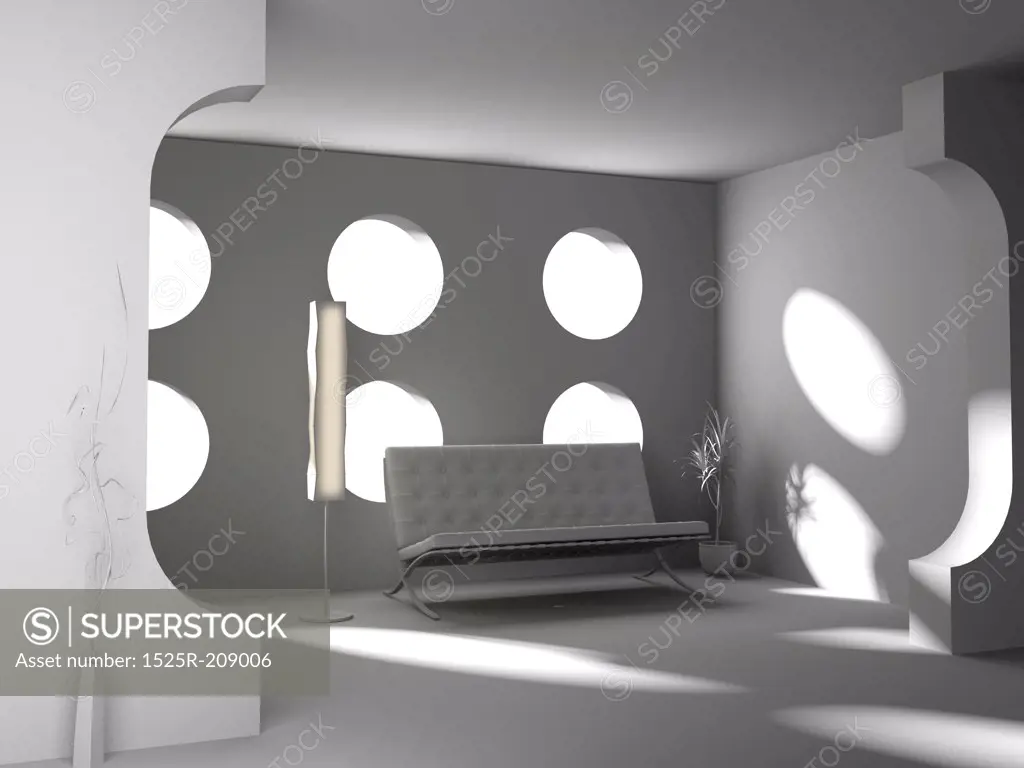 the modern blank interior concept (3D rendering)