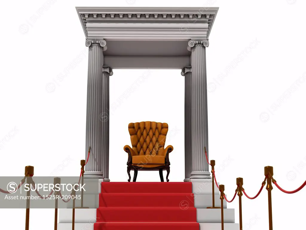 the boss armchair in the red carpet end (3D rendering)