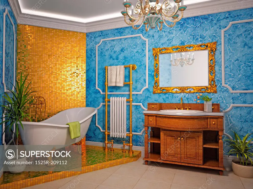 classic style bathroom interior (3D rendering)