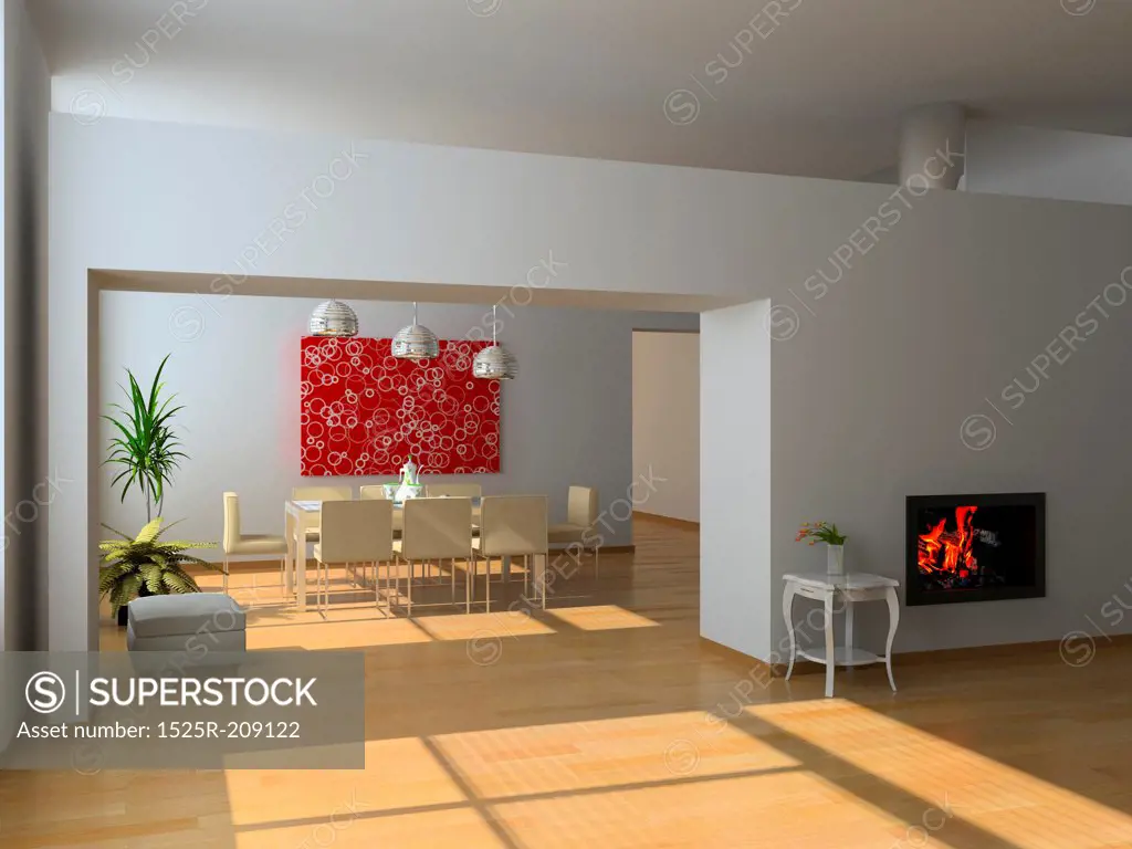 modern interior (3D rendering)