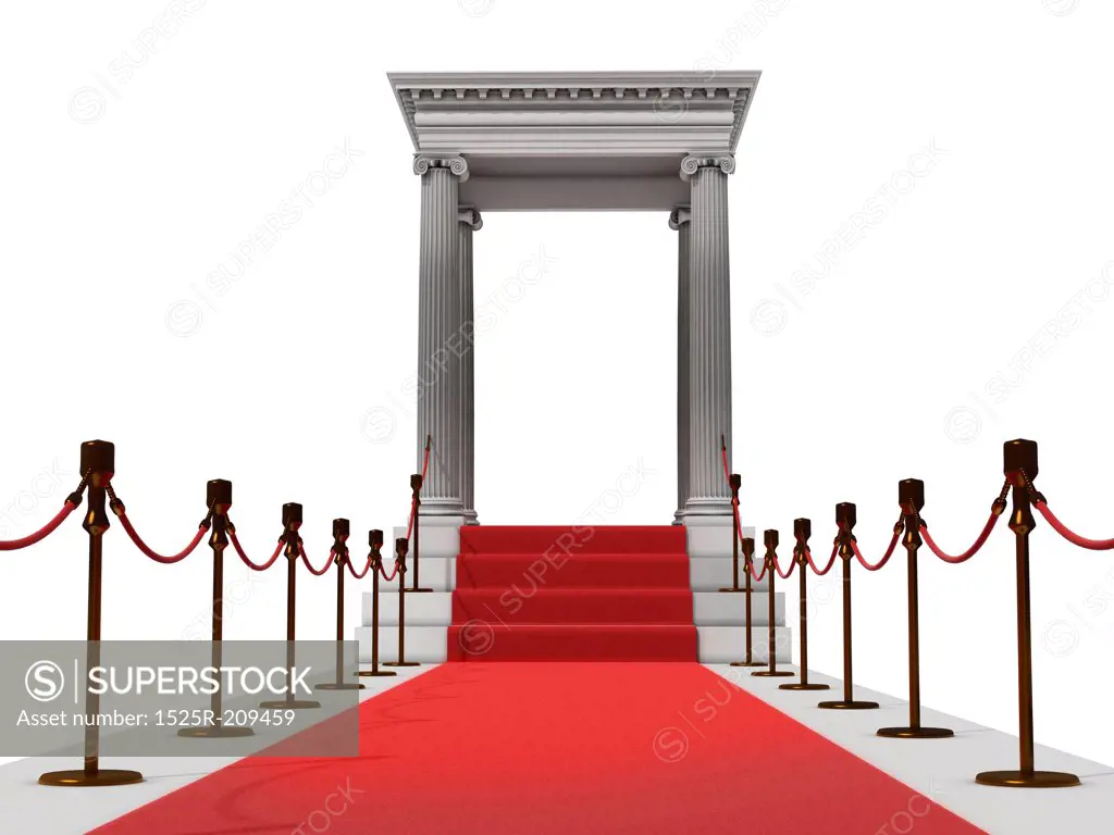 majestic red carpet staircase in antique style (3D rendering)