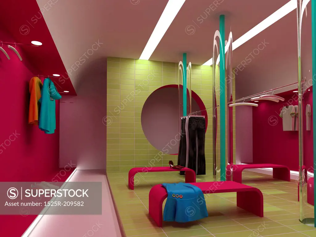 modern clothing  store interior (3D rendering)