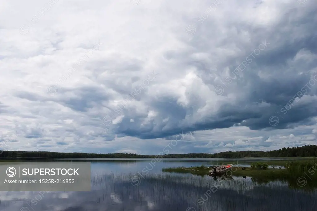 Storm clouds over a lake