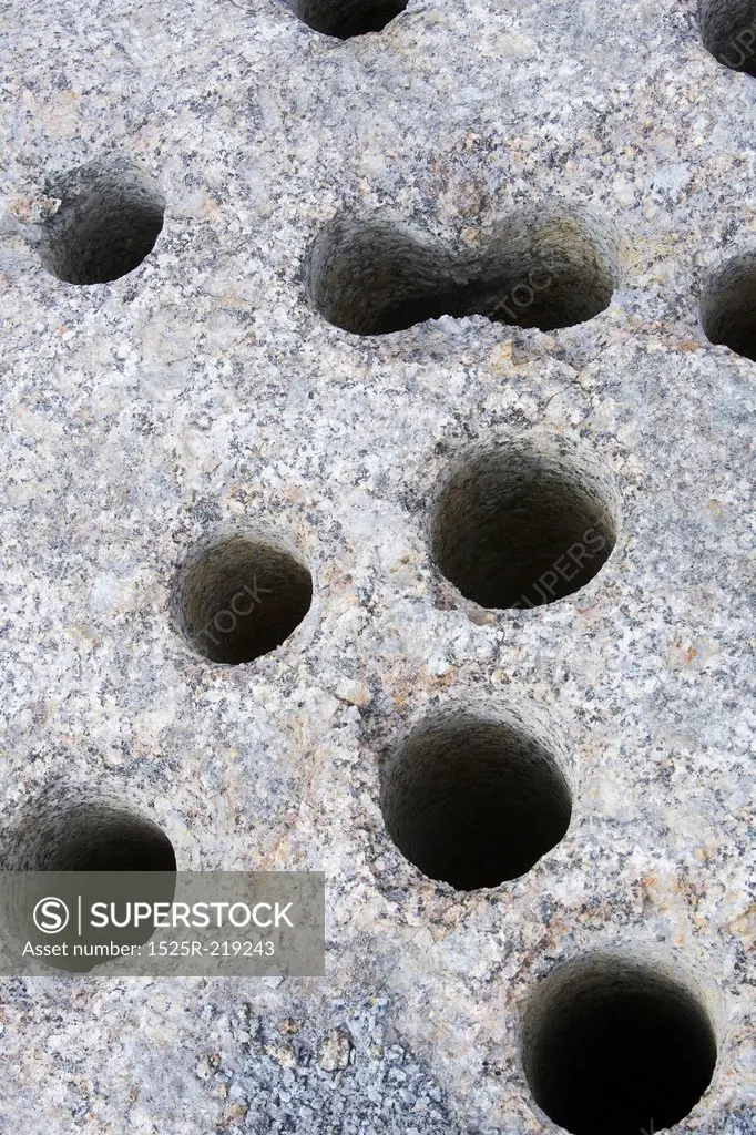 Holes in a rock