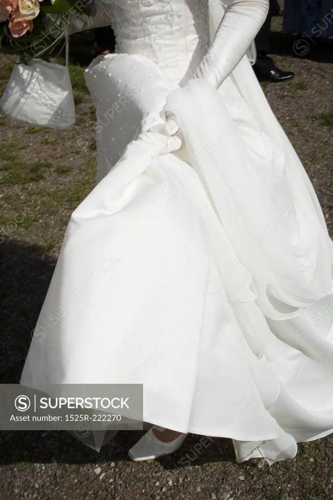The bottom of a wedding dress