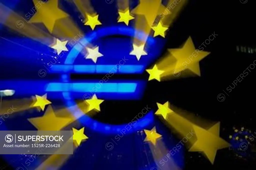 Euro sign in blue