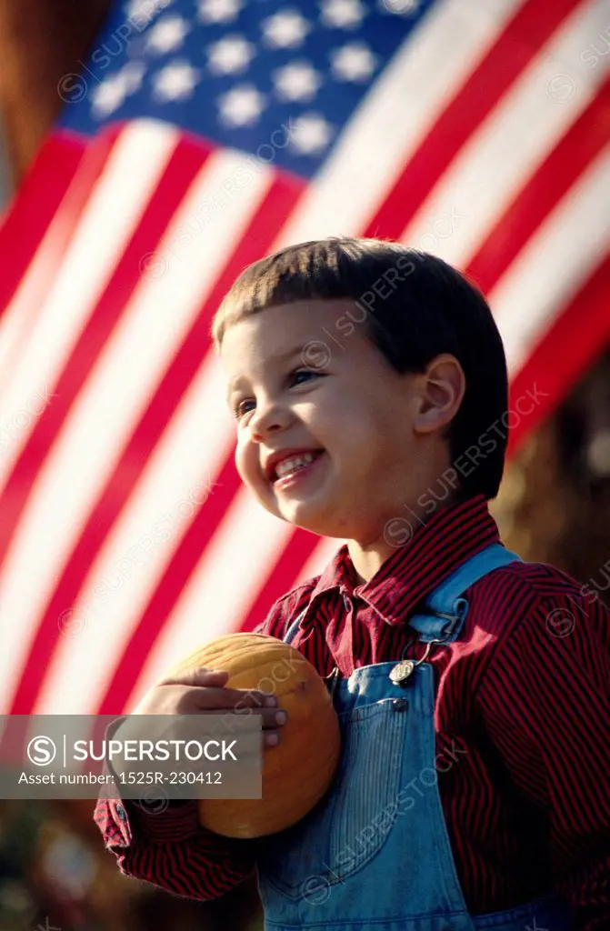 Grinning Kid and American Flag