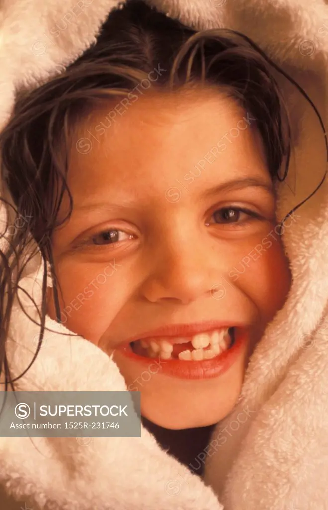 Little Girl Wrapped in Towel