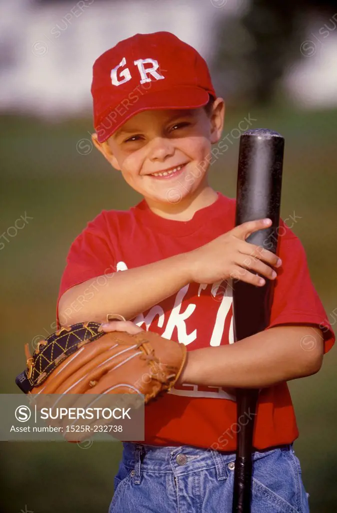 Little League Baseball Player Smiling