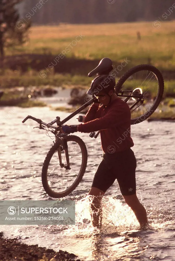 Carrying a Bike Across a River