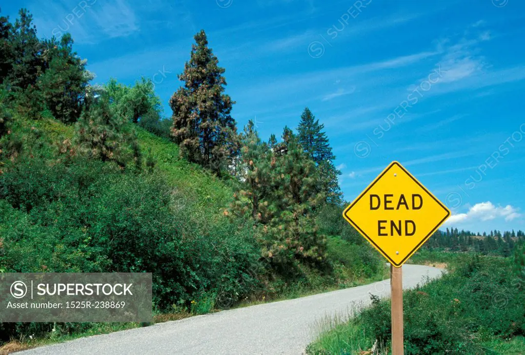 Dead End Sign Under A Clear Blue Sky In The Country