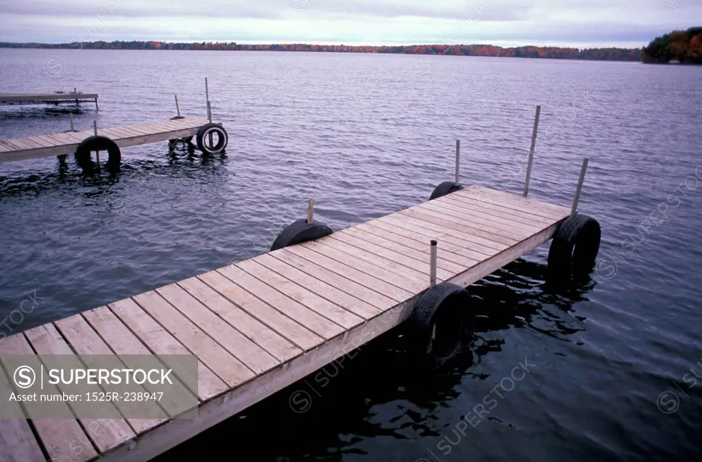 Three Wooden Docks on the Water