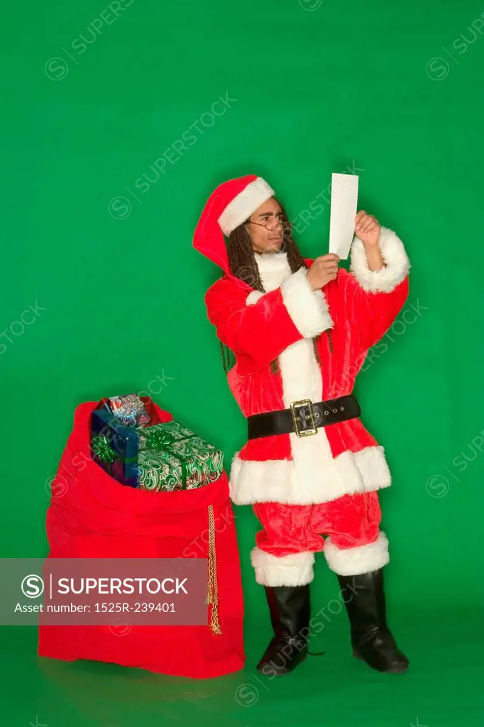 Young Black Santa Checking List (Upraised)